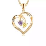 Personalized Name Necklace - Heart Shape Diamond Set Silver Necklace Valentine's Day Gift - Image 3