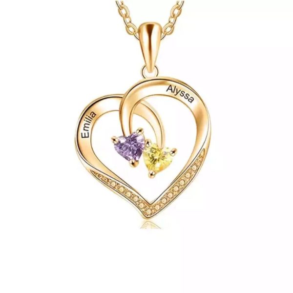 Personalized Name Necklace - Heart Shape Diamond Set Silver Necklace Valentine's Day Gift - Image 3