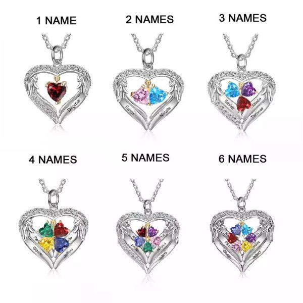 Personalized Name Necklace-Valentine's Day Engraved Name Gemstone Set Personalized Necklace Pendant - Image 2