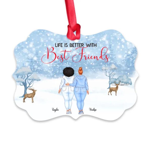 Best Friends Ornaments - Up To 5 Girls Life is Better With Best Friends Personalized Ornaments Winter Sister Gifts - Image 3