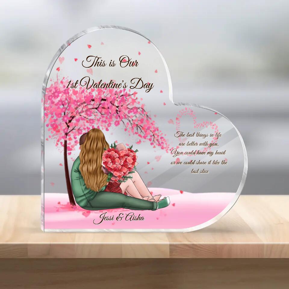 63a219b214145 Valentine's Day Decorations - Clear Acrylic Personalized Heart Tabletop Decoration Our First Valentine's Day Gifts - Image 1