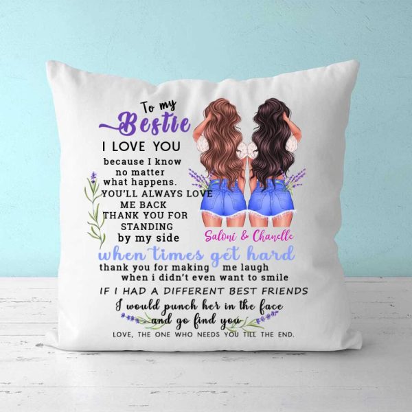 Personalized Best Friends Pillow - To My Bestie Personalize Sister Gifts Quotes Pillow - Image 2
