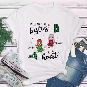Long Distance Best Friend T Shirt for 2 White for women