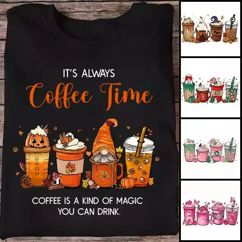67506216bb60c_large_57e05668-dd0b-4fb3-8a53-57747dff6e77 Coffee Time T Shirt - It's Always Coffee Time Personalized T Shirts Black - Image 1