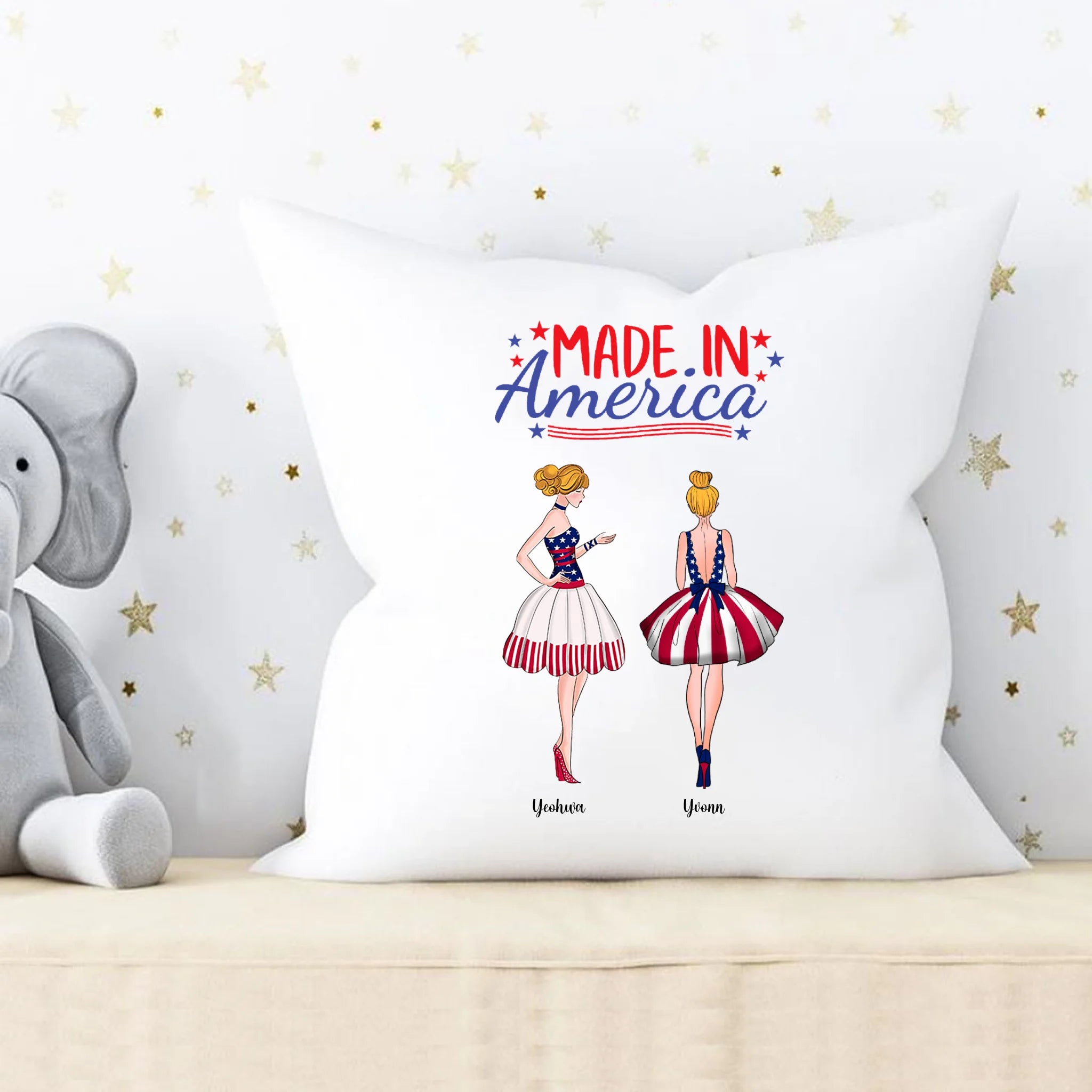 679e6fbf343f9 2 Sister Pillow - 4th of July Pillow Best Friend Sister Throw Pillows Personalized Pillows - Image 1
