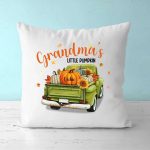 Fall Family Pillow - Grandma & Grandpa's Little Pumpkin Personalized Fall Pillow With Name - Image 2