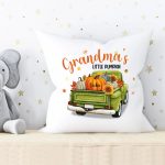 Fall Family Pillow - Grandma & Grandpa's Little Pumpkin Personalized Fall Pillow With Name - Image 3