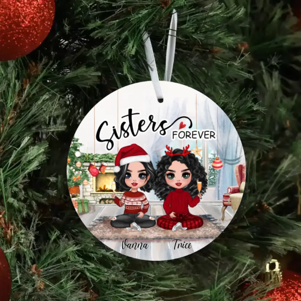 Sister Forever Ornaments - Up To 4 Sisters Ornaments (2-Side Print) - Image 4