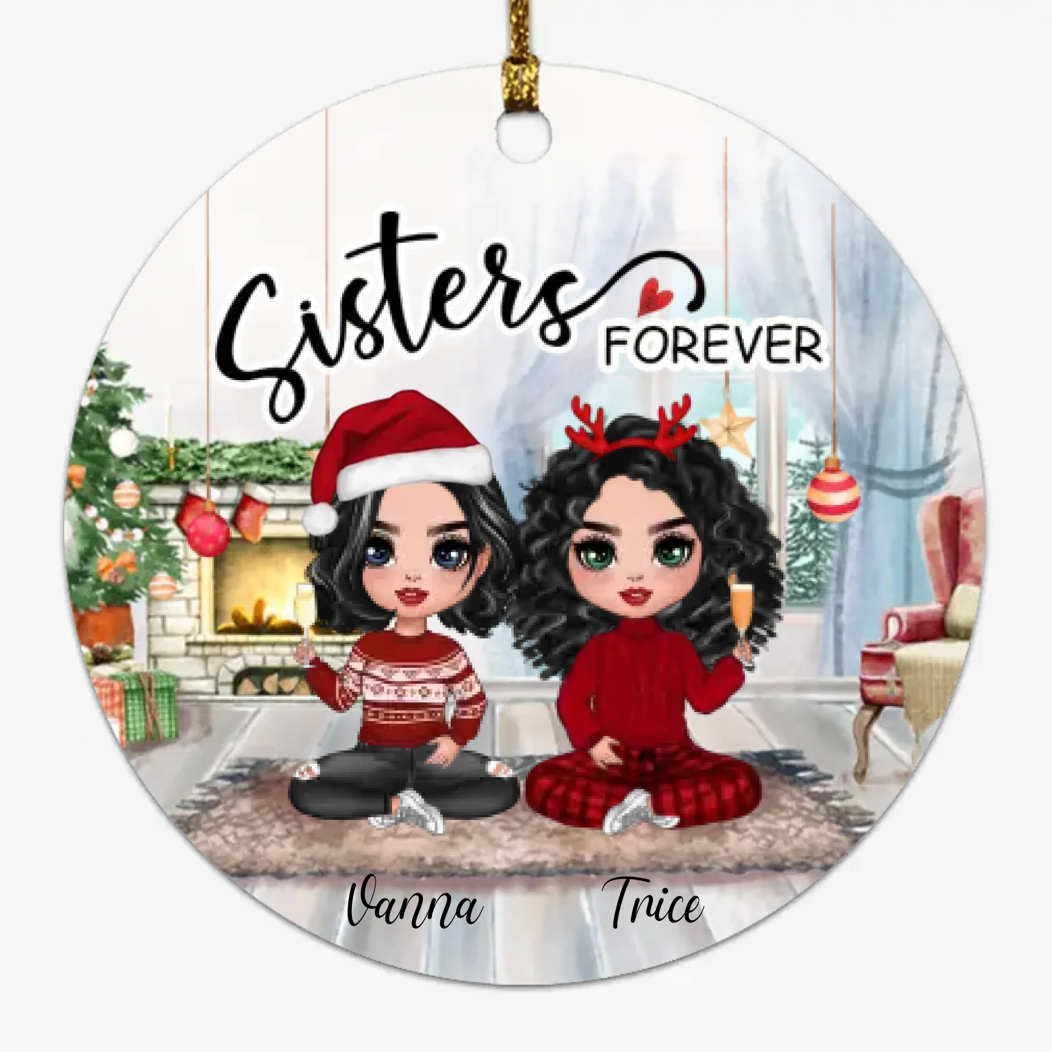 67e3847c75dbf Sister Forever Ornaments - Up To 4 Sisters Ornaments (2-Side Print) - Image 1