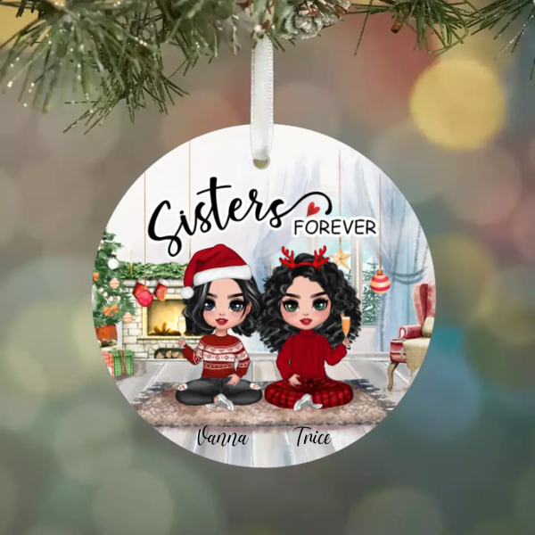 Sister Forever Ornaments - Up To 4 Sisters Ornaments (2-Side Print) - Image 5