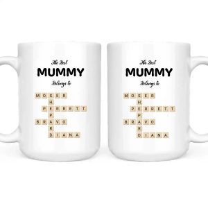 The Best Mom Belongs to Kids Crossword Mug Customized White 15oz
