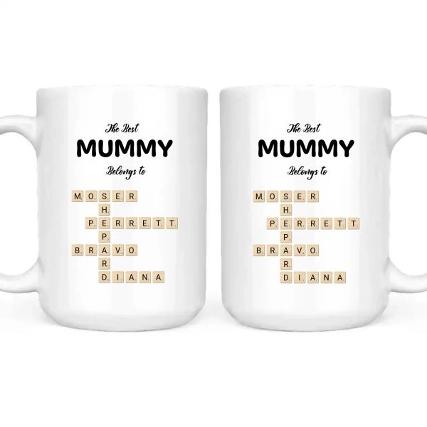 The Best Mom Belongs to Kids Crossword Mug Customized White 15oz