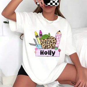 white Back To School T Shirt - Custom Name Personalized Tee For Kids (1)
