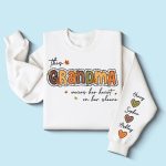 Fall Season This Grandma Wears Her Heart on Her Sleeve Personalized Sweatshirt for grandma (2)