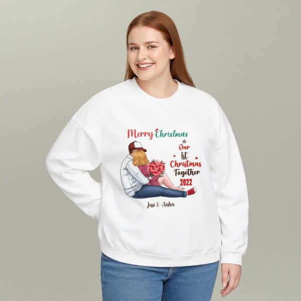 Our First Christmas Together Personalized Christmas Sweatshirt For Couples