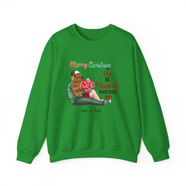 Our First Christmas Together Personalized Christmas Sweatshirt For Couple Green