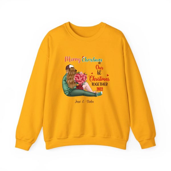 Our First Christmas Together Personalized Christmas Sweatshirt For Couple Gold