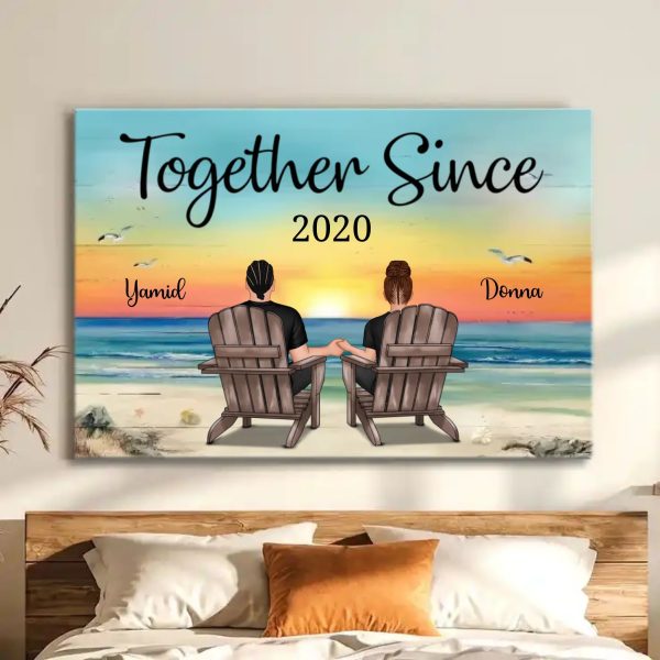 custom couple canvas - Together Since Personalized Beach Landscape Poster & Canvas Painting Gift For Couple