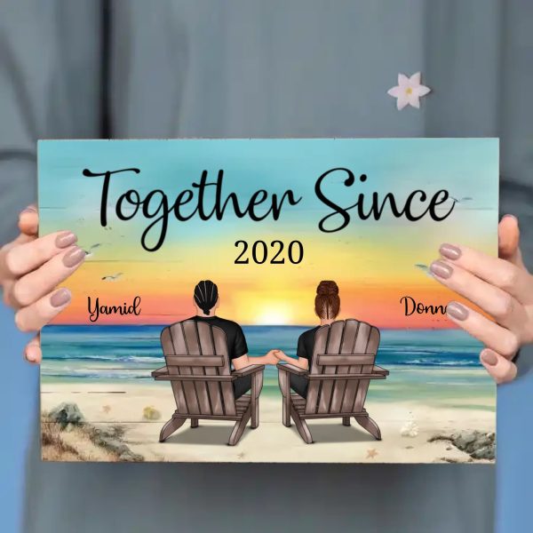 personalized valentine's day gifts-Together Since Personalized Beach Landscape Poster & Canvas Painting Gift For Couple