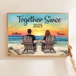 Monogrammed Valentine’s Day Gifts - Together Since Personalized Beach Landscape Poster & Canvas Painting Gift For Couple