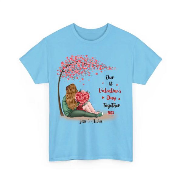 Personalized Couple T Shirts - Our First Valentine's Day T Shirt for Her and Him Gift Sky