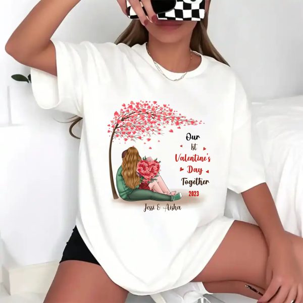 personalised valentines t shirts
 - Our First Valentine's Day T Shirt for Her and Him Gift white shirts