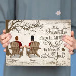 Personalized Couple Poster - Back View Couple Sitting Under Tree Customized Canvas Valentine's Day Gift Home Decor Wall Art