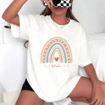 Personalized T-shirts for Girls  - Boho Rainbow Name T-Shirt Custom Gift for Every Age white shirts