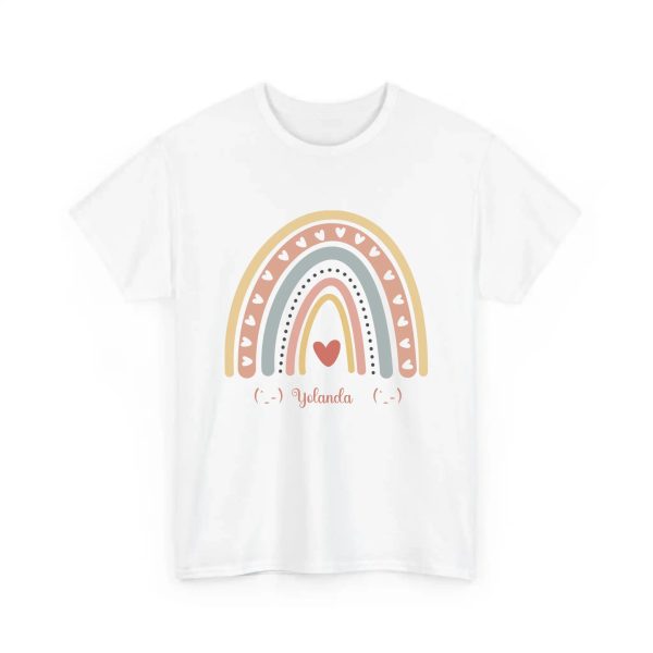 Personalized T-shirts for Girls  - Boho Rainbow Name T-Shirt Custom Gift for Every Age White
