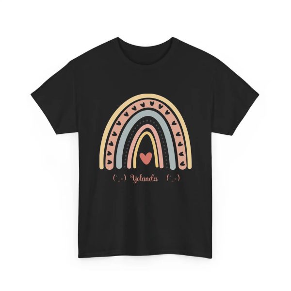 Personalized T-shirts for Girls  - Boho Rainbow Name T-Shirt Custom Gift for Every Age Black