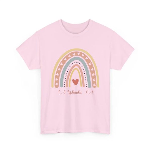 Personalized T-shirts for Girls  - Boho Rainbow Name T-Shirt Custom Gift for Every Age Light Pink