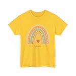 Personalized T-shirts for Girls  - Boho Rainbow Name T-Shirt Custom Gift for Every Age Yellow(Daisy)