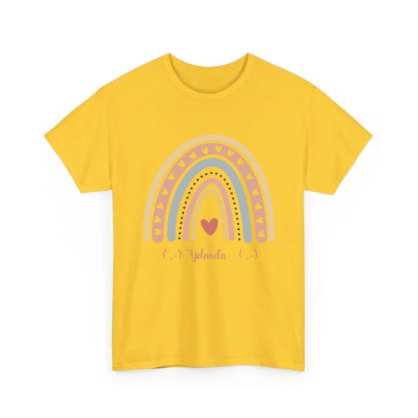 Personalized T-shirts for Girls  - Boho Rainbow Name T-Shirt Custom Gift for Every Age Yellow(Daisy)