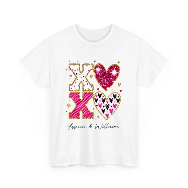 Personalized Couple T-shirts - XOXO Funny Matching Valentine’s Day Custom Name T-shirts for Couples White