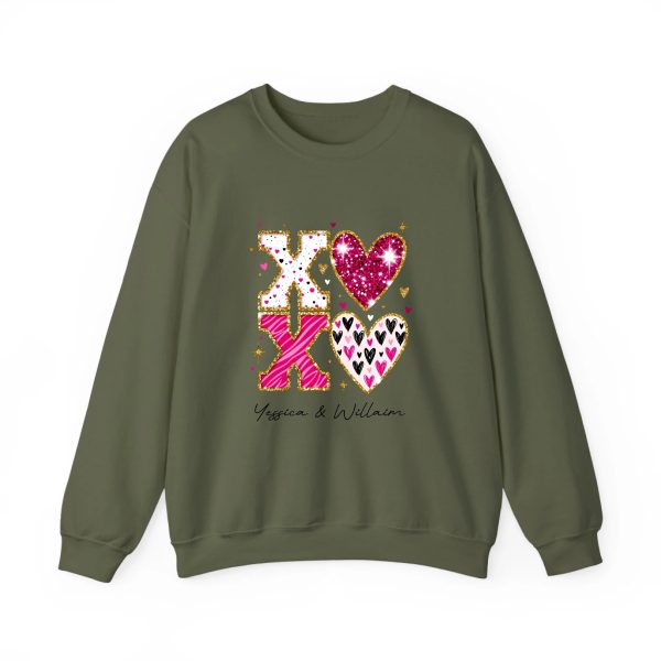 Personalized Couple T-shirts - XOXO Funny Matching Valentine’s Day Custom Name T-shirts Military Green