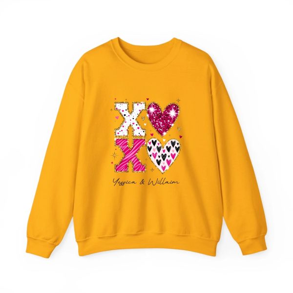 Personalized Couple T-shirts - XOXO Funny Matching Valentine’s Day Custom Name T-shirts Gold