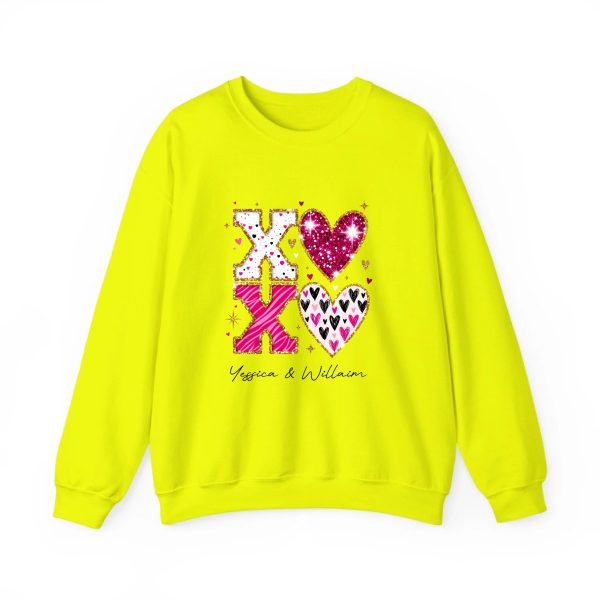 Personalized Couple T-shirts - XOXO Funny Matching Valentine’s Day Custom Name T-shirts Safety Green