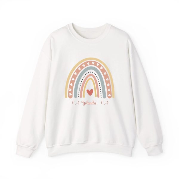 Personalized Sweatshirt for Girls - Boho Rainbow Name Sweatshirt Custom Gift for Women White