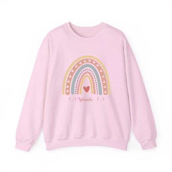 Personalized Sweatshirt for Girls - Boho Rainbow Name Sweatshirt Custom Gift for Women Light Pink