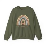 Personalized Sweatshirt for Girls - Boho Rainbow Name Sweatshirt Custom Gift for Women Military Green