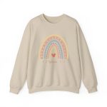 Personalized Sweatshirt for Girls - Boho Rainbow Name Sweatshirt Custom Gift for Women Sand