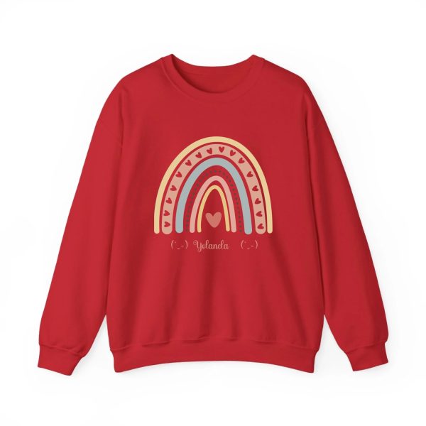 Personalized Sweatshirt for Girls - Boho Rainbow Name Sweatshirt Custom Gift for Women Red