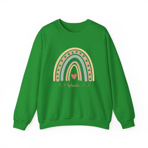 Personalized Sweatshirt for Girls - Boho Rainbow Name Sweatshirt Custom Gift for Women Green