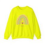 Personalized Sweatshirt for Girls - Boho Rainbow Name Sweatshirt Custom Gift for Women Safety Green