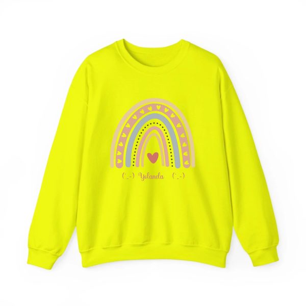 Personalized Sweatshirt for Girls - Boho Rainbow Name Sweatshirt Custom Gift for Women Safety Green