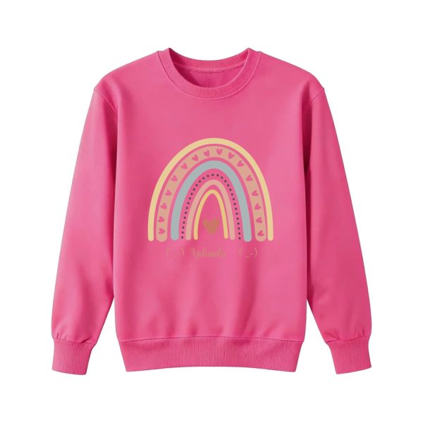 Personalized Sweatshirt for Girls - Boho Rainbow Name Sweatshirt Custom Gift for Youth Pink