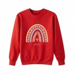 Personalized Sweatshirt for Girls - Boho Rainbow Name Sweatshirt Custom Gift for Youth Red