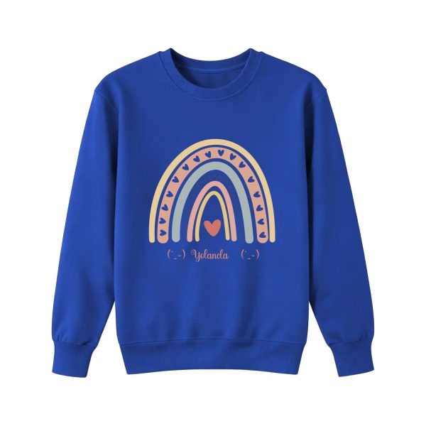 Personalized Sweatshirt for Girls - Boho Rainbow Name Sweatshirt Custom Gift for Youth royal