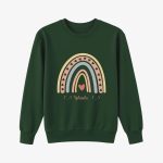 Personalized Sweatshirt for Girls - Boho Rainbow Name Sweatshirt Custom Gift for Youth green