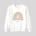 Personalized Sweatshirt for Girls - Boho Rainbow Name Sweatshirt Custom Gift for Youth White